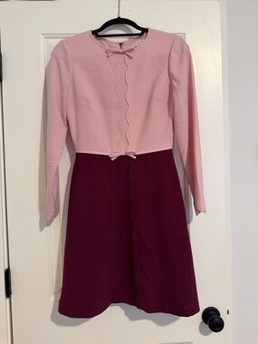 Ted Baker Pale Pink and Burgundy Dress
